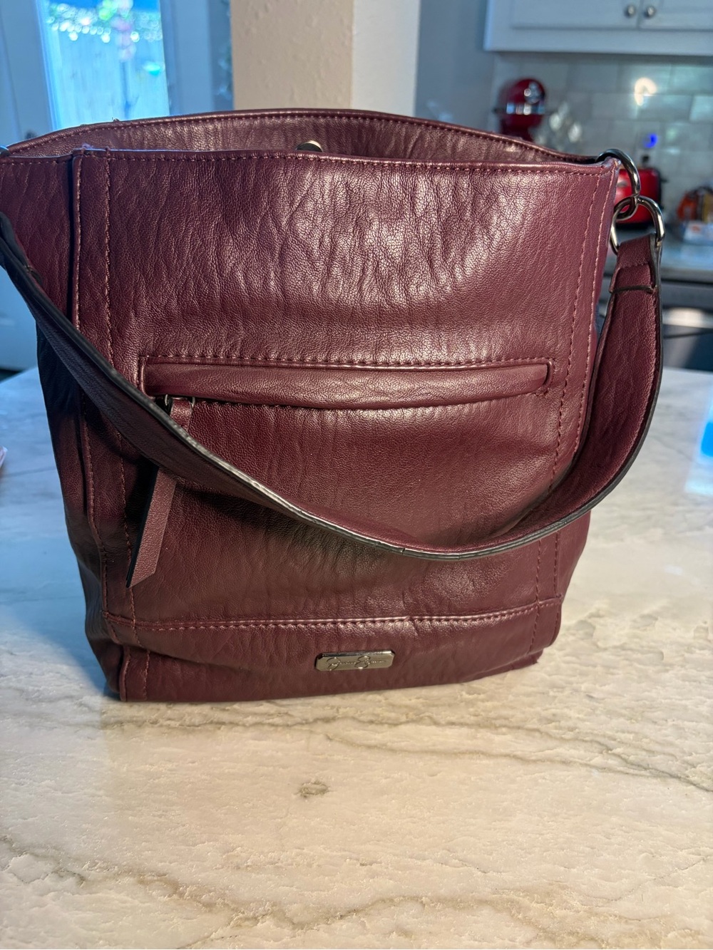 Jessica Simpson Wine Red Leather Hobo Bag